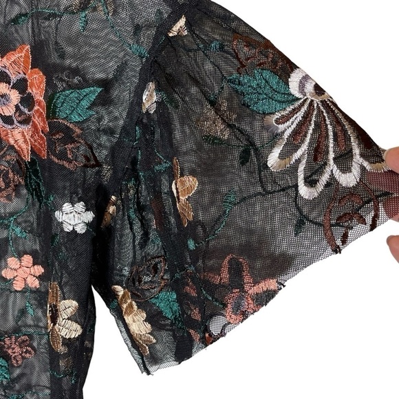 Chroma Tale Los Angeles Burnout Embroidered Mesh Sheer Short Sleeve Shirt XL - Picture 3 of 7